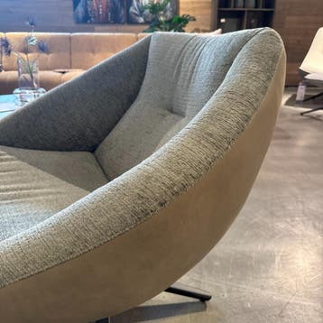 Draaifauteuil Rondo - Stof en Leder Groen - IN.HOUSE, Huis en Inrichting, Nieuw, 75 tot 100 cm, Ophalen of Verzenden, Modern