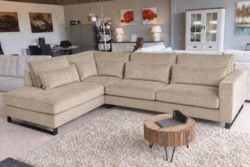 Hoekbank Naarden-Express - velvet banken - Beige, Nieuw, 150 cm of meer, Stof, 300 cm of meer