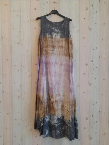 Puur linnen maxi jurk - pastel kleuren - mouwloos - rechte, Nieuw