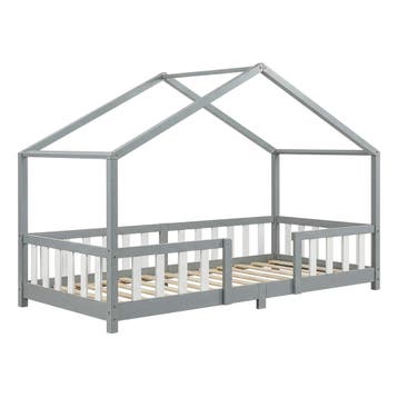 Kinderbed Treviolo huisbed 90x200 cm lichtgrijs en wit [en.c, Verzenden, Nieuw