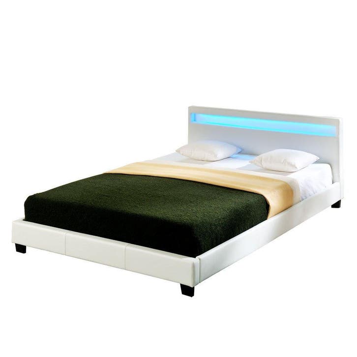 Bed Parijs met LED-verlichting bedbodem 160x200 cm wit, Huis en Inrichting, Slaapkamer | Bedden, Verzenden