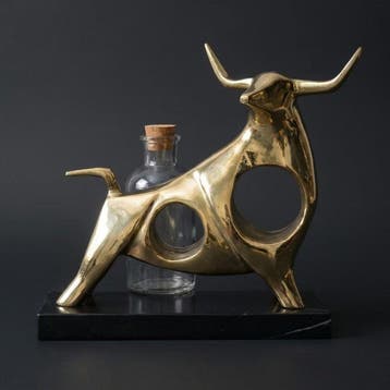 Beeld, Moderne Stier - 21.5 cm - Brons