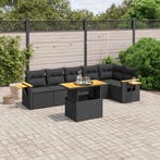 vidaXL 7-delige Loungeset met kussens poly rattan zwart, Verzenden, Nieuw, Loungeset