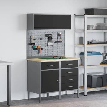 vidaXL Werkkast set 5 st Zwart Poedergecoat staal en, Verzenden, Nieuw