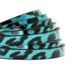 1 meter plat 5mm imi leer leopard print Petrol green, Ophalen of Verzenden, Nieuw, Draad