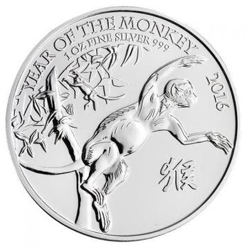 Lunar (UK) - Year of the Monkey - 1 oz 2016, Verzenden, Losse munt, Zilver