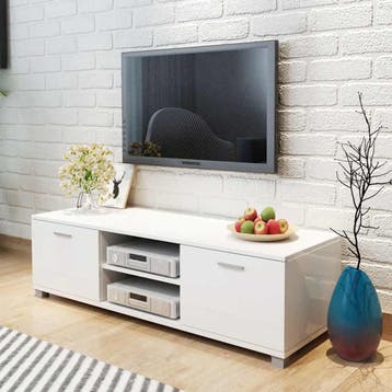 vidaXL Tv-meubel 140x40,5x35 cm hoogglans wit, Huis en Inrichting, Minder dan 50 cm, Verzenden, Nieuw, Minder dan 100 cm