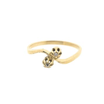 Gouden toi et moi ring met diamant; 0,01 ct., Gebruikt, Ophalen of Verzenden, Kleiner dan 17, Met edelsteen