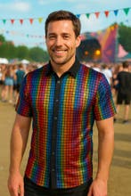 Heren Regenboog Disco Blouse – Metallic - Maat XL, Kleding | Heren, Ophalen of Verzenden, Nieuw, Maat 56/58 (XL)