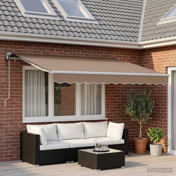vidaXL Uitschuifbare luifel Taupe 3,5 x 2 m Stof, Tuin en Terras, Verzenden, Nieuw