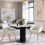 Eetkamerstoel Marilyn, koordlook, gestoffeerd - creme/goud,, Verzenden, Nieuw