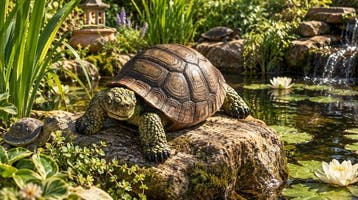 Beeld, schildpad voor huis of tuin - 13 cm - resin