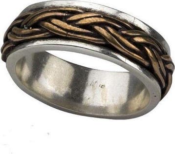 Keltische knoop 925 zilveren ring met brons maat 59, Verzenden, Nieuw