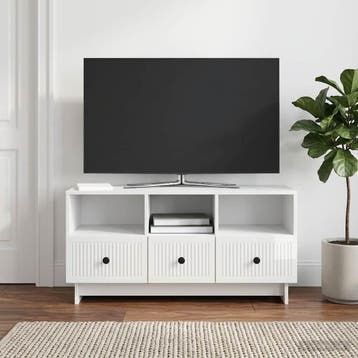 vidaXL TV-kast met lade Hoogglans Wit 102 x 34,5 x 50 cm, Minder dan 50 cm, Verzenden, Nieuw, Minder dan 100 cm