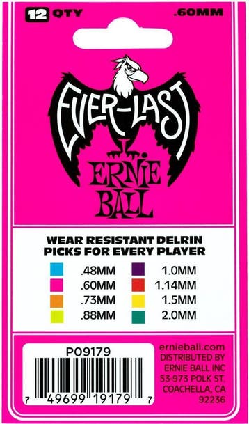 Ernie Ball 9179 Everlast plectrum 0.60 mm 12-pack, Ophalen of Verzenden, Nieuw, Akoestische gitaar