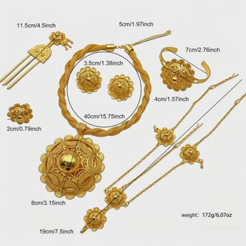 Gouden Sieraden Set Dames 24k Verguld - Afrikaans/Indisch De, Verzenden, Nieuw