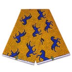 VLISCO stof Hollandais Afrikaanse Wax print - Geel / Blauwe, Ophalen of Verzenden, Nieuw