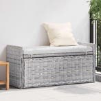 vidaXL Opslagbank met kussen Wit gewassen 110 x 40 x 50 cm, Verzenden, Nieuw