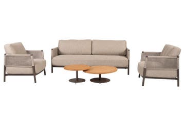 4SO Savanne/Volta stoel-bank loungeset - Terre/Teak, Verzenden, Nieuw, Hout, Loungeset