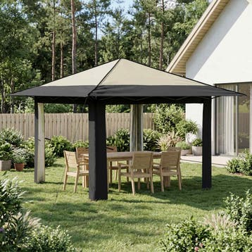 vidaXL Gazebo zonder Zijwand 3,3 x 3,3 m Crème en Antraciet, Verzenden, Nieuw