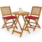 LIVSK 3-delige Patio Bistro Set - Massief Acaciahout - Opvou, Verzenden, Nieuw