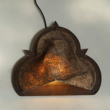 Wandlamp - Koper, Textiel - Koper- en stoffen wandlamp