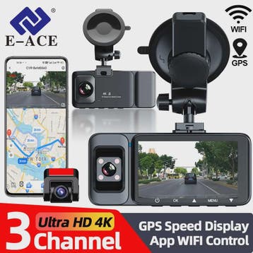 4K 3-Kanaals Dashcam met Infrarood Interne Camera, WIFI, GPS, Auto diversen, Dashcams, Verzenden, Nieuw