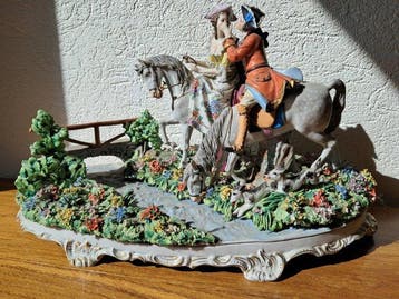 Sitzendorf - Beeldje - Coppia in carrozza a cavallo con base