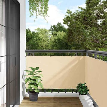 vidaXL Balkonscherm 300x120 cm PVC crèmekleurig, Verzenden, Nieuw, Kunststof, Minder dan 1 meter