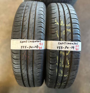 2x155-70-14 Continental zomer 5.5mm €40 per band 155 70 14, Ophalen, 14 inch, Gebruikt, 155 mm
