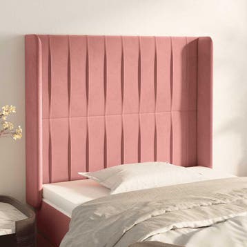 vidaXL Hoofdbord met randen 83x16x118/128 cm fluweel roze, Verzenden, Nieuw, Stof
