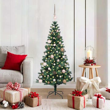 vidaXL Kunstmatig Voorverlicht Kerstboom Groen 150 cm PVC en, Verzenden, Nieuw