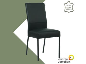 Leren eetkamerstoel Real - Toledo Nero (zwart) - Poten, Huis en Inrichting, Stoelen, Zwart, Nieuw, Ophalen of Verzenden, Eén