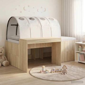 vidaXL Hoge Bed Frame met Bureau voor Kinderen 3 st Bewerkt, Verzenden, Nieuw, Bruin, Hout
