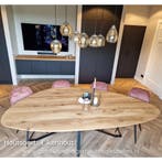 Tafel in organische vorm | eiken tafel | op maat gemaakt, 100 tot 150 cm, Eikenhout, Ophalen of Verzenden, Vijf personen of meer