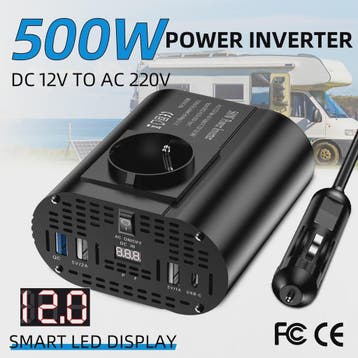 Krachtige 400W/500W/1500W Auto Omvormer: DC 12V naar AC 220V, Verzenden, Nieuw