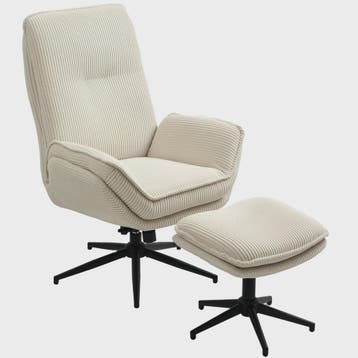 HOMCOM Armchair Living Room with Feet, Ribbed Velvet swivel, Verzenden, Nieuw