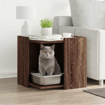 vidaXL Kattenbakkast 53x53x51 cm bewerkt hout bruin, Verzenden, Nieuw