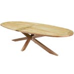 Ellips dining tuintafel 280x130xH76 cm met kruispoot teak, Tuin en Terras, Tuintafels, Ophalen of Verzenden, Nieuw