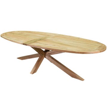 Ellips dining tuintafel 280x130xH76 cm met kruispoot teak, Tuin en Terras, Tuintafels, Ophalen of Verzenden, Nieuw