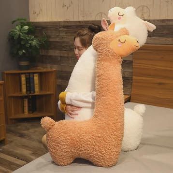 XL Alpaca Knuffelkussen 130cm - Zacht Pluche Llama Kussen vo