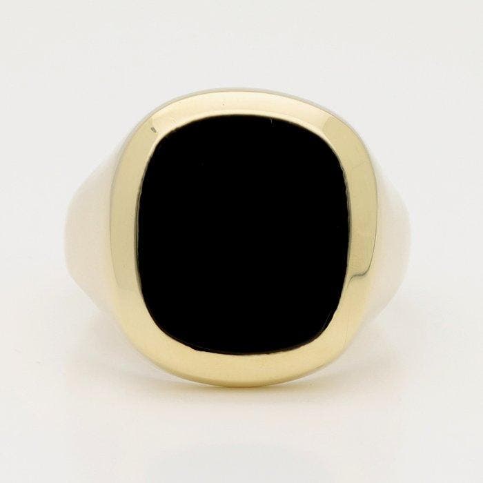 Ring - 14 karaat Geel goud - Onyx, Sieraden, Tassen en Uiterlijk, Ringen