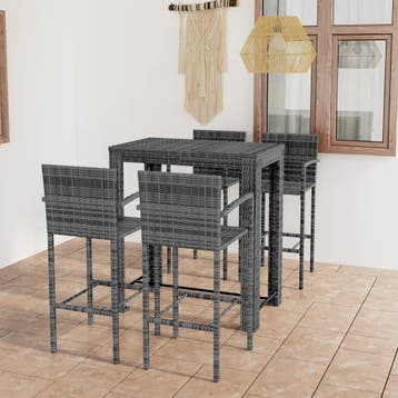 vidaXL 5-delige Tuinbarset met armleuningen poly rattan, Verzenden, Nieuw, 5 zitplaatsen