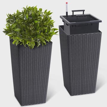 Set van 2 Hoge Rattan Plantenbakken - 16 Inch Moderne Wicker, Tuin en Terras, Bloempotten, Verzenden, Nieuw