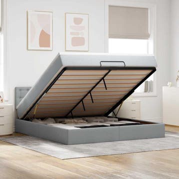 vidaXL Bed met matras 160x200 cm stof lichtgrijs, Verzenden, 200 cm, 160 cm, Nieuw