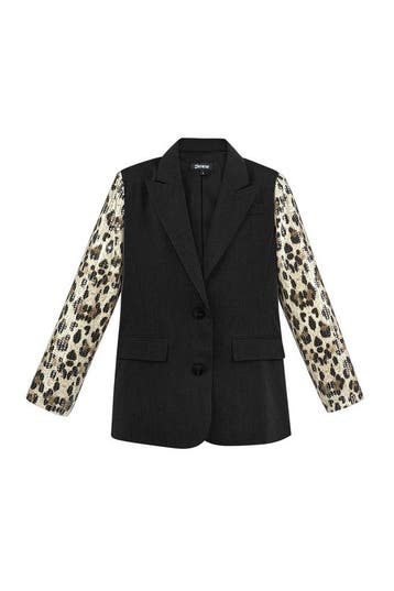 Blazer met Luipaardprint Pailletten Mouwen | Dames - Bruin, Kleding | Dames, Verzenden, Nieuw