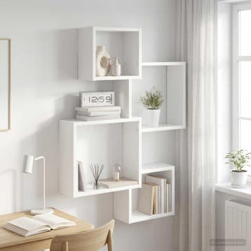 vidaXL Wand Cube Planken Muurmontage Wit 64 x 13,5 x 91,5 cm, Verzenden, Nieuw