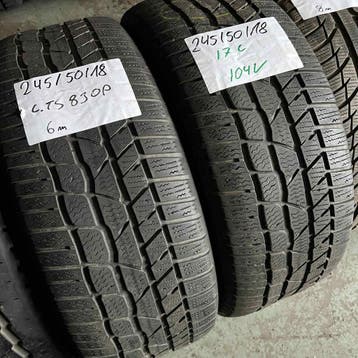 2 x Continental Winter TS830P 245-50-18 104VWinterbanden 6mm, Auto-onderdelen, Banden en Velgen, 18 inch, Band(en), Personenwagen