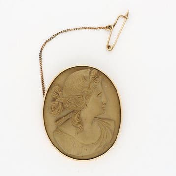 Broche - 14 karaat Geel goud - Lava camée