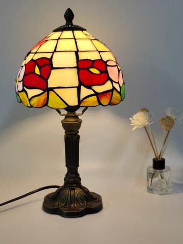 Tafellamp - Glas, Legering - Dragonfly en Wealthy Flo